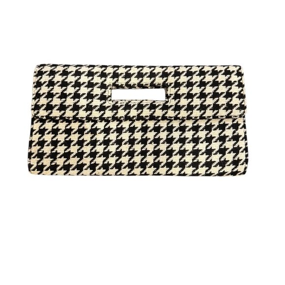 Gap Black & White Houndstooth Rectangle Clutch Bag - Picture 1 of 5